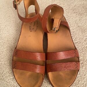 Sandals- Kork-Ease Women's Sandals-Brown Leather-Ankle Strap-Size 8